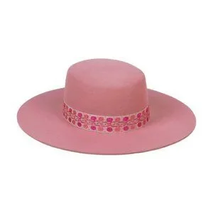 Lack Of Color Sierra Rose Full Brim Pink Wool Hat LACK OF COLOR Sierra - Pink Wool Boater Hat - Wide-Brimmed  main image 2